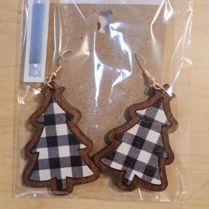checked christmas tree earrings